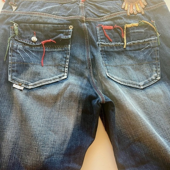 EUC Mens Akademiks Native Warriors Indian Dark Blue Jeans 38x32🐎🐎 (D3) - Picture 8 of 13